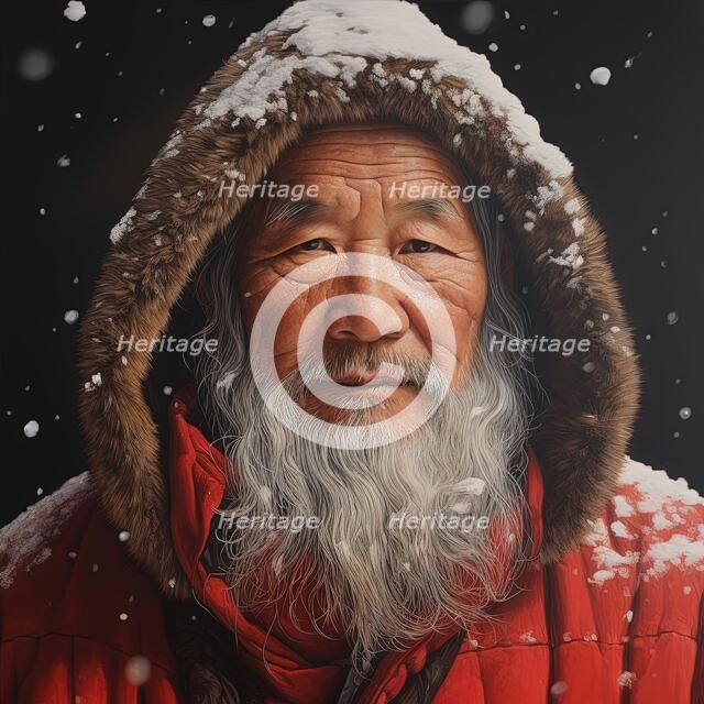 AI Image - Illustration of an East Asian Father Christmas, 2023. Creator: Heritage Images.