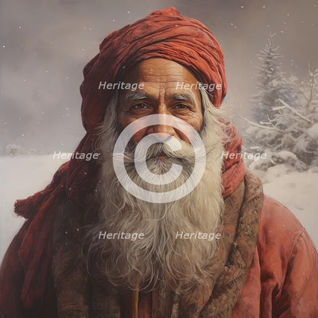 AI Image - Illustration of an Indian Father Christmas, 2023. Creator: Heritage Images.