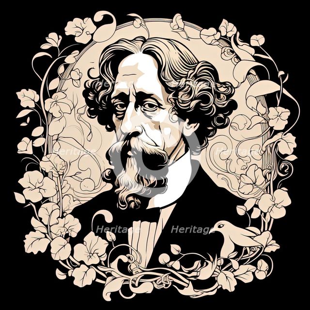 AI IMAGE - Illustration of Charles Dickens, 19th century, (2023). Creator: Heritage Images.
