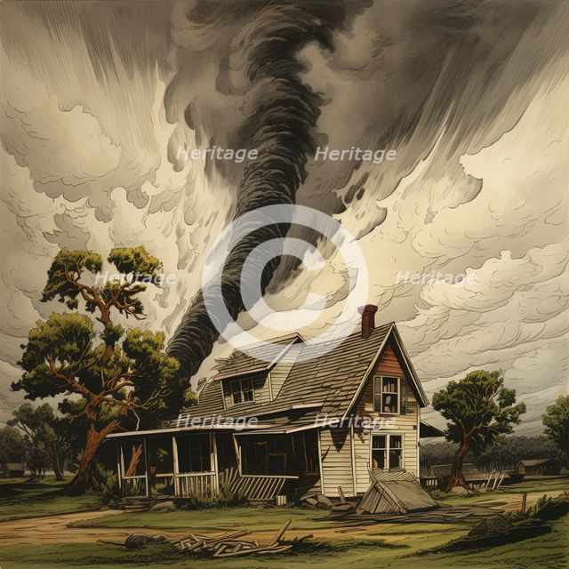 AI IMAGE - Illustration of Dorothy's house from The Wizard of Oz, 2023. Creator: Heritage Images.