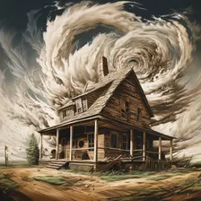 AI IMAGE - Illustration of Dorothy's house from The Wizard of Oz, 2023. Creator: Heritage Images