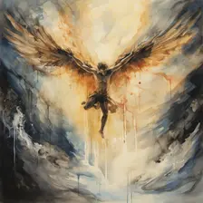 AI IMAGE - Illustration of Icarus falling to earth, (2023). Creator: Heritage Images