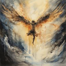 AI IMAGE - Illustration of Icarus falling to earth, (2023). Creator: Heritage Images