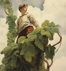 AI Image - Illustration of Jack and the Beanstalk, 2023. Creator: Heritage Images