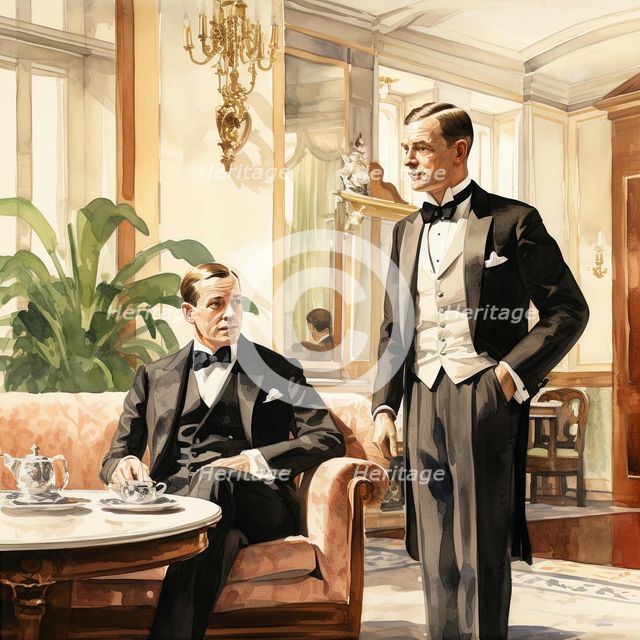AI IMAGE - Illustration of Jeeves and Wooster, 1920s, (2023).  Creator: Heritage Images.