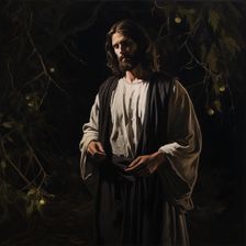 AI IMAGE - Illustration of Jesus Christ in the Garden of Gethsemane, 2023. Creator: Heritage Images