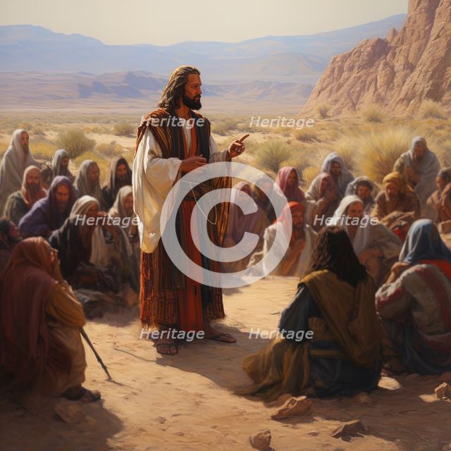 AI IMAGE - Illustration of Jesus preaching, 2023. Creator: Heritage Images.
