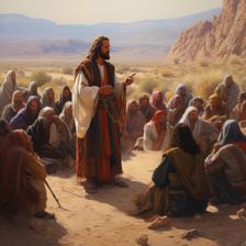 AI IMAGE - Illustration of Jesus preaching, 2023. Creator: Heritage Images
