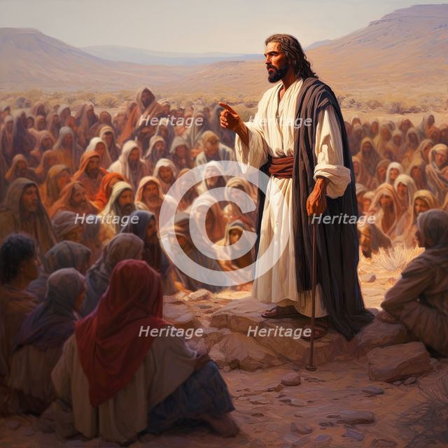 AI IMAGE - Illustration of Jesus preaching, 2023. Creator: Heritage Images.