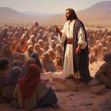 AI IMAGE - Illustration of Jesus preaching, 2023. Creator: Heritage Images