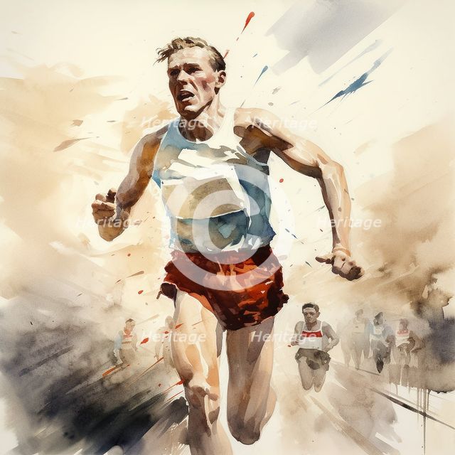 AI IMAGE - Illustration of Roger Bannister, 1950s, (2023).  Creator: Heritage Images.