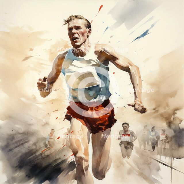 AI IMAGE - Illustration of Roger Bannister, 1950s, (2023).  Creator: Heritage Images.