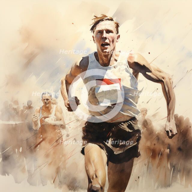 AI IMAGE - Illustration of Roger Bannister, 1950s, (2023).  Creator: Heritage Images.