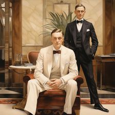 AI IMAGE - Illustration of two 1920s gentlemen, 2023. Creator: Heritage Images