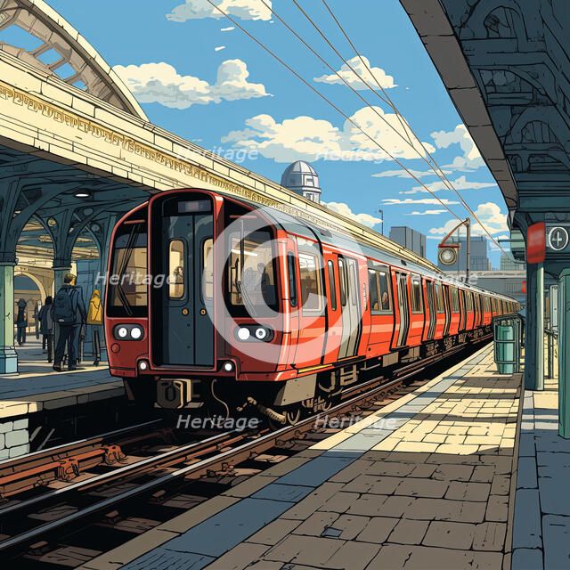 AI IMAGE - London Underground train, 2023. Creator: Heritage Images.