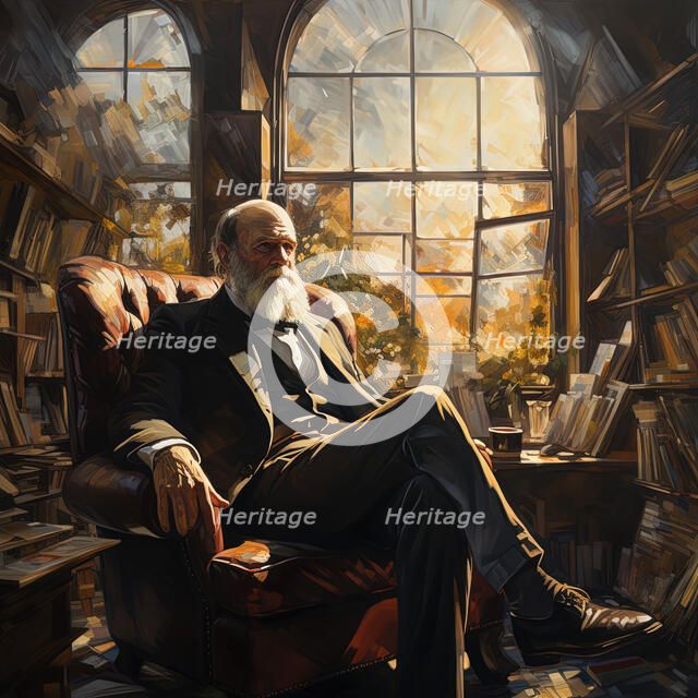 AI IMAGE - Portrait of Charles Darwin, 1870s, (2023). Creator: Heritage Images.
