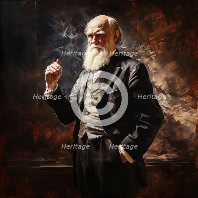 AI IMAGE - Portrait of Charles Darwin, 1870s, (2023). Creator: Heritage Images.