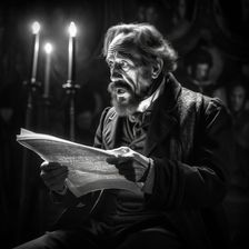 AI IMAGE - Portrait of Charles Dickens performing a public reading, c1860s, (2023). Creator: Heritage Images