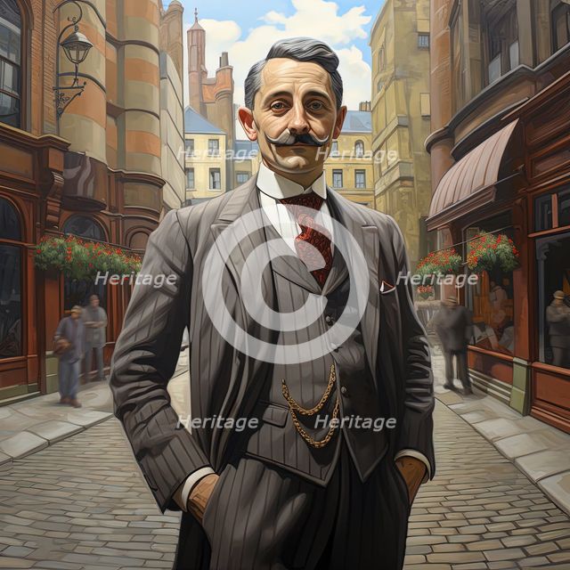 AI IMAGE - Portrait of Agatha Christie's Hercule Poirot, 2023. Creator: Heritage Images.