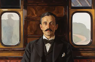 Gallery image of AI IMAGE - Portrait of Agatha Christie's Hercule Poirot, 2023. Creator: Heritage Images.
