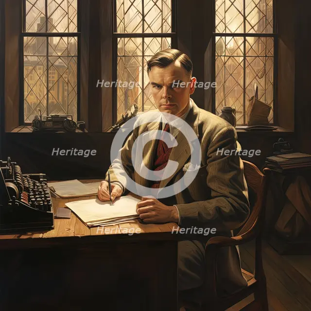 AI IMAGE - Portrait of Alan Turing, 1940s, (2023). Creator: Heritage Images.