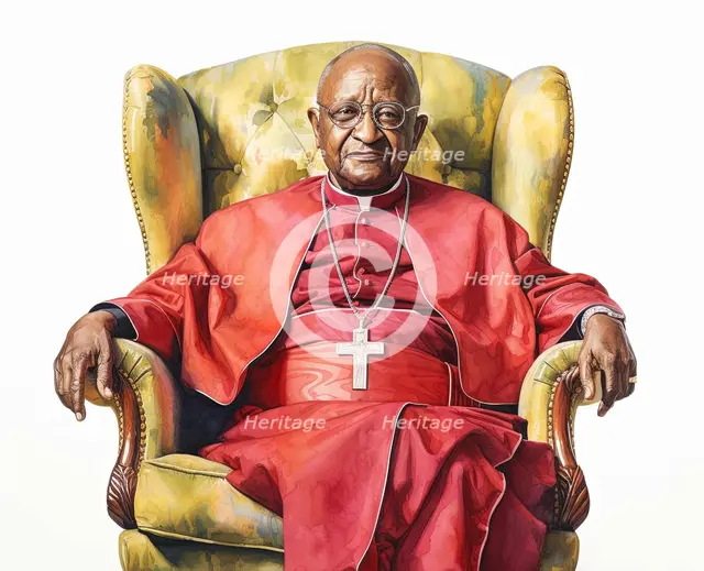 AI IMAGE - Portrait of Archbishop Desmond Tutu, 2020s, (2023). Creator: Heritage Images.