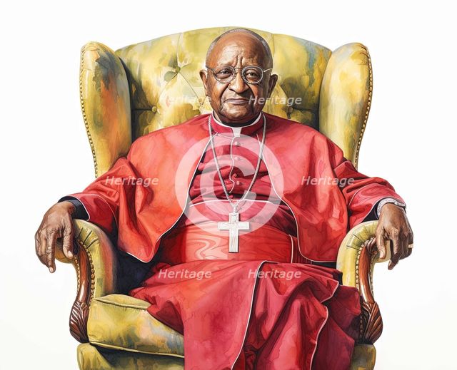 AI IMAGE - Portrait of Archbishop Desmond Tutu, 2020s, (2023). Creator: Heritage Images.