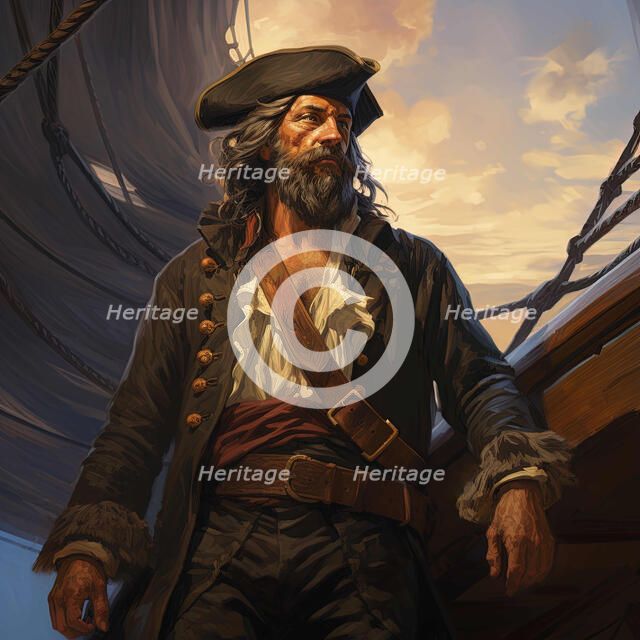 AI IMAGE - Portrait of Blackbeard, early 18th century, (2023). Creator: Heritage Images.