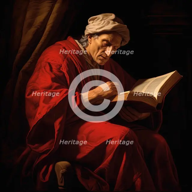 AI IMAGE - Portrait of Dante Alighieri, late 13th-early 14th century, (2023).  Creator: Heritage Images.