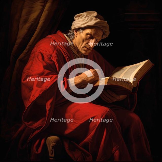 AI IMAGE - Portrait of Dante Alighieri, late 13th-early 14th century, (2023).  Creator: Heritage Images.