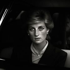 AI IMAGE - Portrait of Diana, Princess of Wales in a car, 1990s, (2023). Creator: Heritage Images