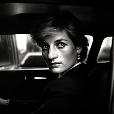 AI IMAGE - Portrait of Diana, Princess of Wales in a car, 1990s, (2023). Creator: Heritage Images