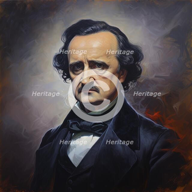 AI Image - Portrait of Edgar Allan Poe, 1840s, (2023). Creator: Heritage Images.