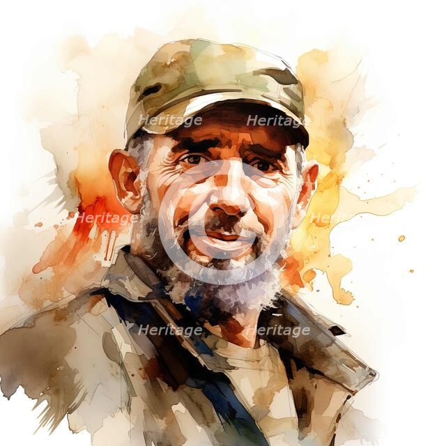AI IMAGE - Portrait of Fidel Castro, 1970s, (2023). Creator: Heritage Images.
