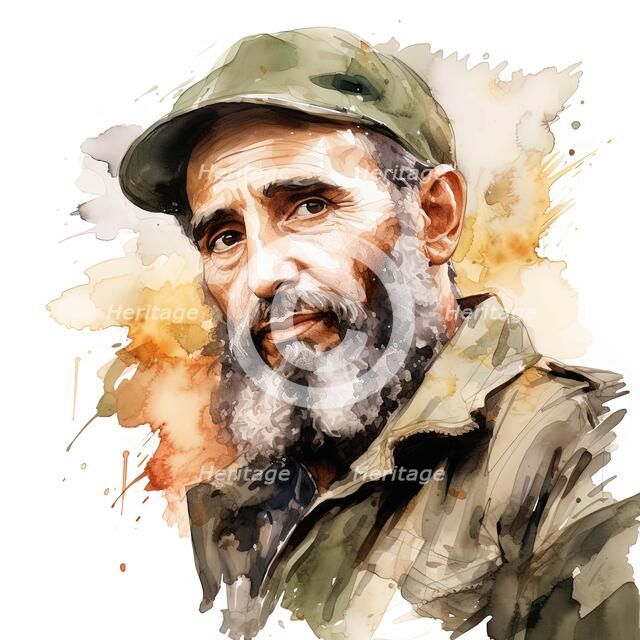 AI IMAGE - Portrait of Fidel Castro, 1980s, (2023). Creator: Heritage Images.