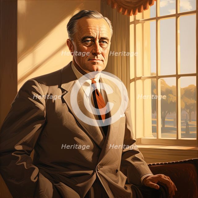 AI IMAGE - Portrait of Franklin D Rosevelt, 1940s, (2023). Creator: Heritage Images.