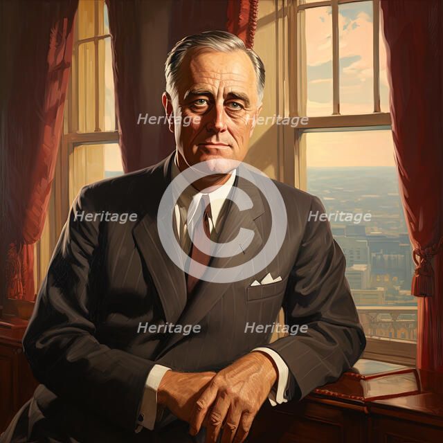 AI IMAGE - Portrait of Franklin D Rosevelt, 1940s, (2023). Creator: Heritage Images.