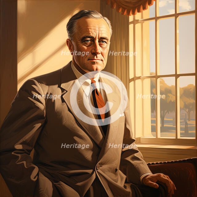 AI IMAGE - Portrait of Franklin D Rosevelt, 1940s, (2023). Creator: Heritage Images.