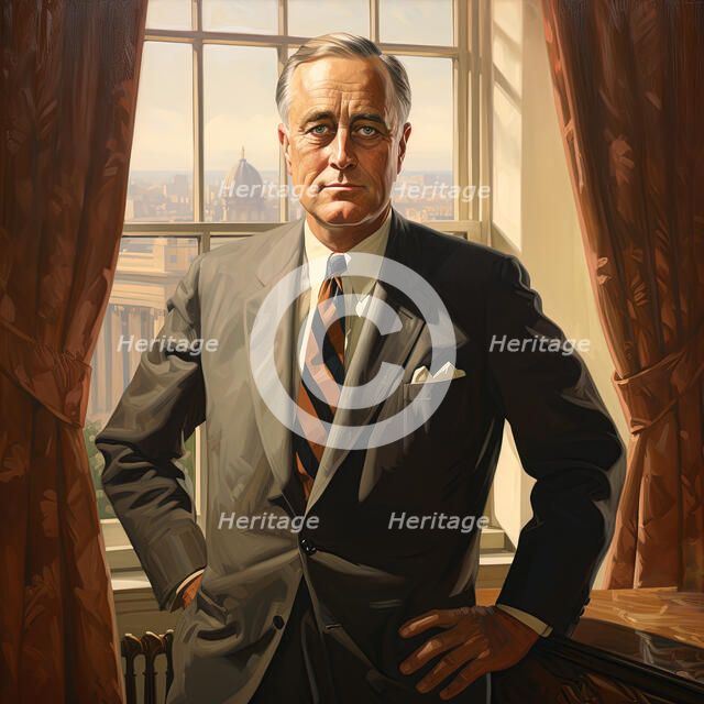 AI IMAGE - Portrait of Franklin D Rosevelt, 1940s, (2023). Creator: Heritage Images.
