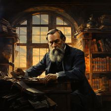 AI IMAGE - Portrait of Friedrich Engels studying, late 19th century, (2023). Creator: Heritage Images