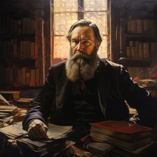AI IMAGE - Portrait of Friedrich Engels studying, late 19th century, (2023). Creator: Heritage Images