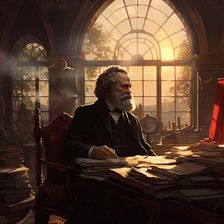 AI IMAGE - Portrait of Karl Marx studying, 1870s, (2023). Creator: Heritage Images