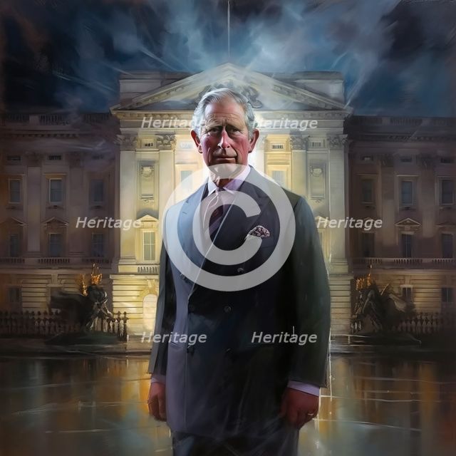 AI IMAGE - Portrait of King Charles III, 2023.  Creator: Heritage Images.