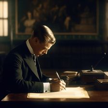 AI IMAGE - Portrait of King Edward VIII signing the Instrument of Abdication, 1936, (2023). Creator: Heritage Images