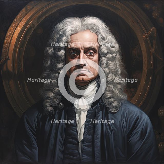 AI Image - Portrait of Isaac Newton, 1680s, (2023).  Creator: Heritage Images.