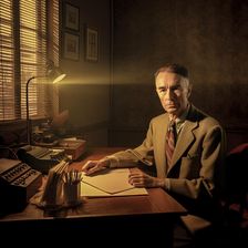 AI IMAGE - Portrait of J. Robert Oppenheimer, 1950s, (2023). Creator: Heritage Images