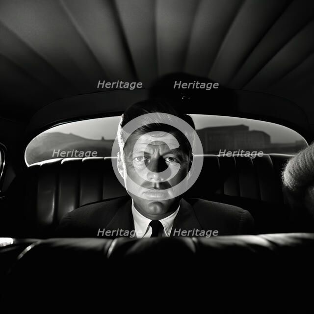 AI IMAGE - Portrait of John F Kennedy in a car, 1960s, (2023).  Creator: Heritage Images.