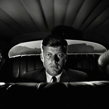 AI IMAGE - Portrait of John F Kennedy in a car, 1960s, (2023). Creator: Heritage Images