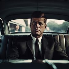 AI IMAGE - Portrait of John F Kennedy in a car, 1960s, (2023). Creator: Heritage Images