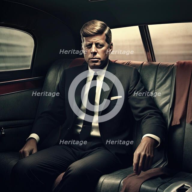 AI IMAGE - Portrait of John F Kennedy in a car, 1960s, (2023).  Creator: Heritage Images.